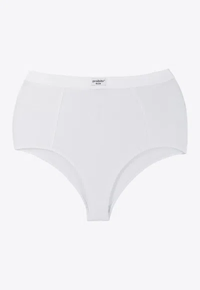Msgm Proibito High-waist Logo Briefs In White