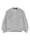 Msgm Puff-sleeve Embroidered Jacket In Gray