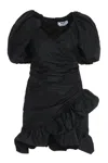 Msgm Puff Sleeve Dress With Ruched Hem