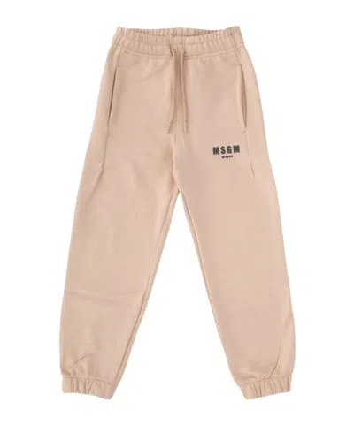 Msgm Pull Rope Loose Waist Trousers In Nude