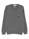 Msgm Logo-embroidered Wool Sweater In Gray