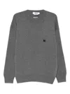 Msgm Logo-embroidered Wool Sweater In Gray