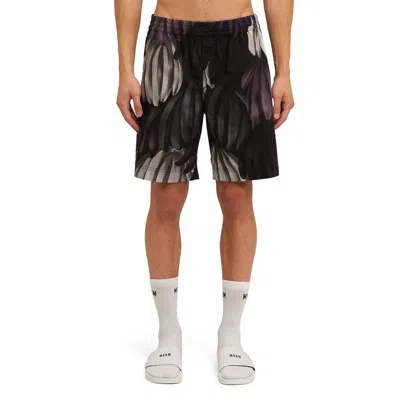 Msgm Purple Cotton Bermuda Shorts In Multi
