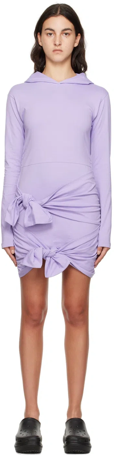 Msgm Purple Hooded Minidress In 70 Lilac