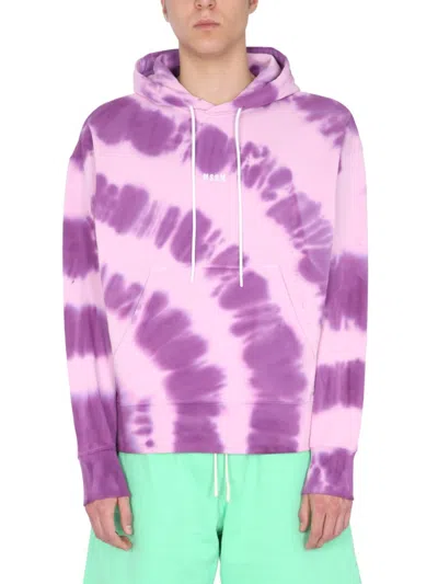 MSGM MEN PURPLE TIE-DYE HOOD SWEATSHIRTS