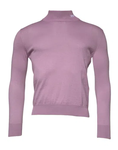 Pre-owned Msgm Purple Wool Knit Turtle Neck Long Sleeve Pullover Men's Sweater ()