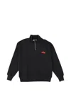 Msgm Quarter-zip Rabbit Sweatshirt In Black