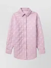 Msgm Quilted Collared Neck Long Sleeves Jacket In Pink