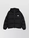 Msgm Quilted Hooded Long Sleeve Jacket In Black
