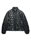 Msgm Quilted Zip-up Padded Jacket In Black
