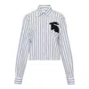 Msgm Rabbit Detail Stripe Blouse In Multi