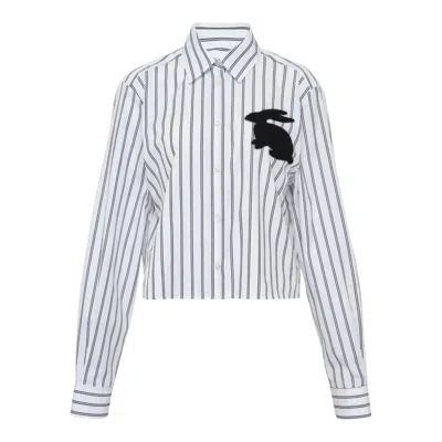 Msgm Rabbit Detail Stripe Blouse In Multi