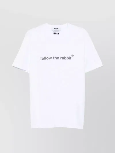 Msgm Rabbit Graphic Print Crew Neck T-shirt In White