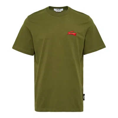 Msgm Rabbit Logo T-shirt In Green