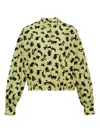 Msgm Rabbit-print Button-up Blouse In Yellow