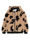 Msgm Rabbit-print Hooded Jacket In Brown