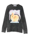 Msgm Rabbit-print Long-sleeve T-shirt In Gray