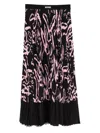 Msgm Rabbit-print Pleated Skirt In Black