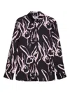 Msgm Rabbit Print Shirt In Black