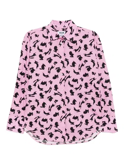 Msgm Rabbit-print Shirt In Pink