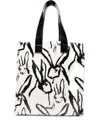 Msgm Rabbit-print Tote Bag In White