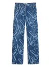 Msgm Rabbit-print Trousers In Blue