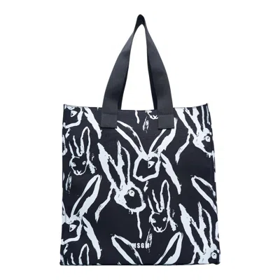 Msgm Rabbits Vertical Tote In Black