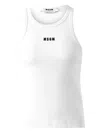 Msgm Logo Racerback Ribbed Slim Fit Tops In Weiss
