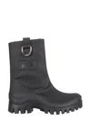 Msgm Round-toe Ankle Leather Boot In Black