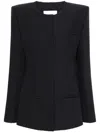 Msgm Stretch Polyester Blend Blazer With Front Pockets In Black