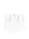 Msgm Raw-hem Embroidered Shorts In White