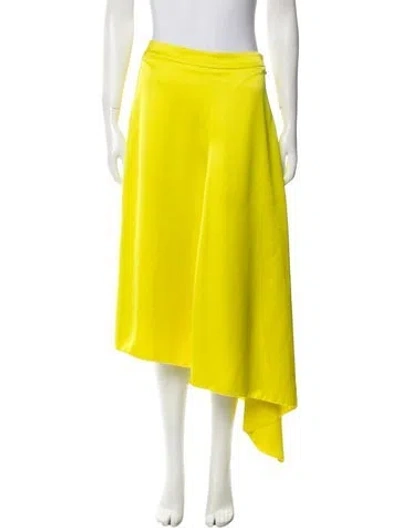 Pre-owned Msgm Raw-edge Trim Midi Length Skirt In Yellow