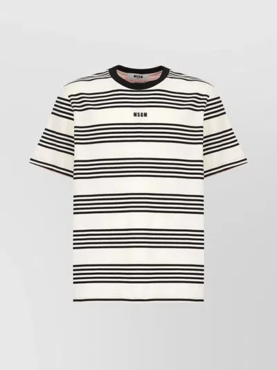 MSGM REAR CONTRAST STRIPES CREW NECK T-SHIRT