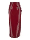 Msgm High Waist Midi Skirt Patent Leather In Brown