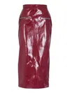 Msgm High Waist Midi Skirt Patent Leather In Brown