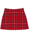 Msgm Tartan Cotton Blend Tweed Skort In Red