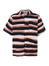 Msgm Multicolor Shirt With All-over Asymmetric Striped Motif In Cotton Man