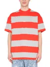 Msgm Striped Crew Neck T-shirt For Men In Red