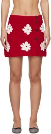 Msgm Red Crocheted Miniskirt In 18 Red