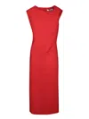 Msgm Red Dress With Fitted Silhouette In Red
