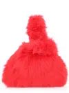 Msgm Red Fluffy Medium Tote In Red
