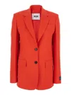 Msgm Red Jacket With Classic Lapels And Chest Pocket In Viscose Blend Woman In Red