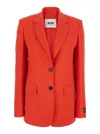 Msgm Red Jacket With Classic Lapels And Chest Pocket In Viscose Blend Woman In Red