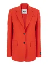 Msgm Red Jacket With Classic Lapels And Chest Pocket In Red