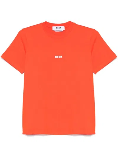 MSGM RED LOGO-PRINT T-SHIRT