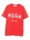Msgm Logo Print Cotton T-shirt Clothing In Red