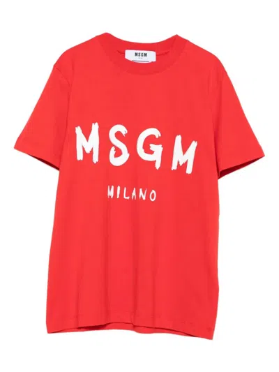 MSGM RED LOGO T-SHIRT
