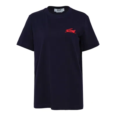 Msgm Red Rabbit T-shirt In Blue