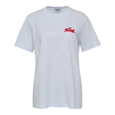 Msgm Red Rabbit T-shirt In White