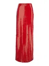 Msgm Red Sequin Skirt With Rear Single Slit